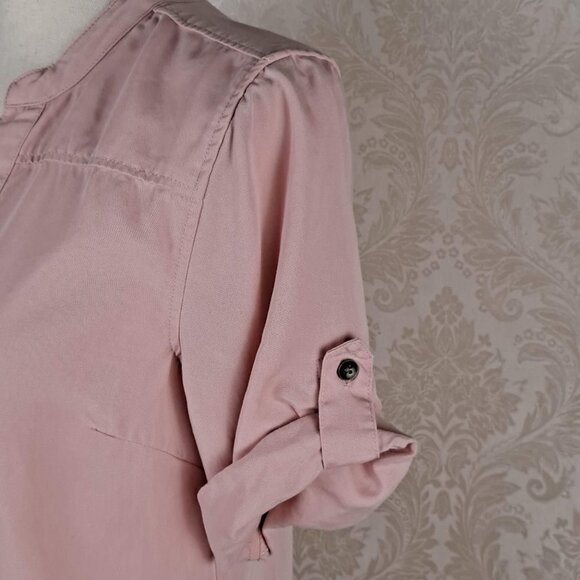 Philosphy Republic Clothing Size Small Pink Lace Up V-Neck Shift ShirttailDress - Picture 4 of 12